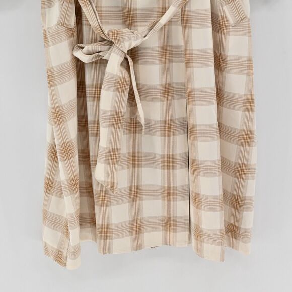 CARA SANTANA Jacket Womens Sz L She‎ Loves The Attention Plaid Print Trench Coat - Picture 5 of 15